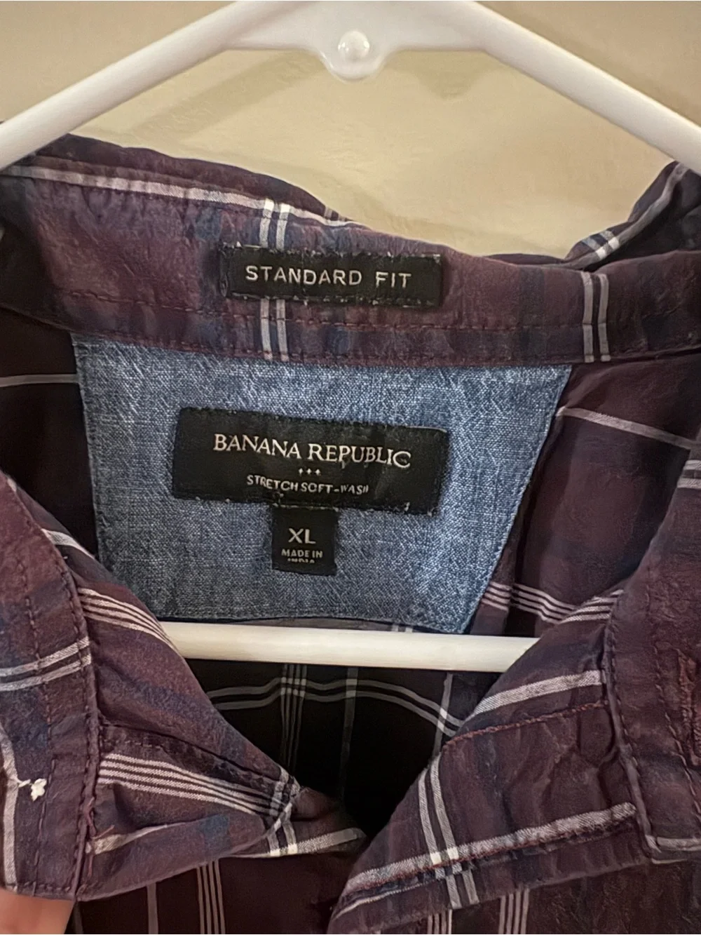 Banana Republic Men's Purple Plaid Long-Sleeve Button-Down Shirt
